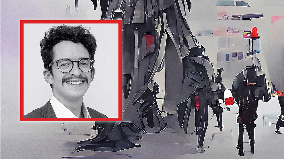 Kunstgrafik zu KI mit Porträtfoto von José Renato Laranjeira
